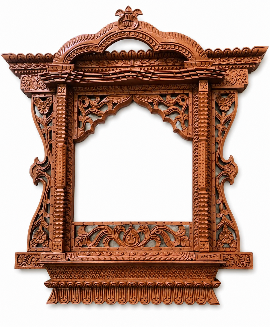 akhi jyhalwarm reddish-brown satin wood finish.